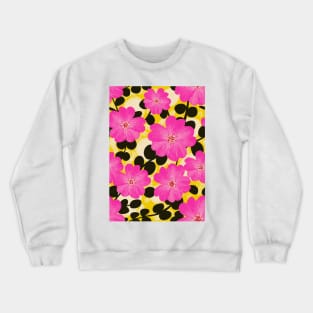 Hot Pink Colour Clash Florals Crewneck Sweatshirt